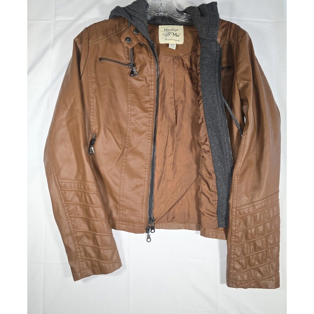 Maralyn & Me Women's Maroon Faux Leather Jacket Size Medium